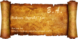 Babos Agnéta névjegykártya